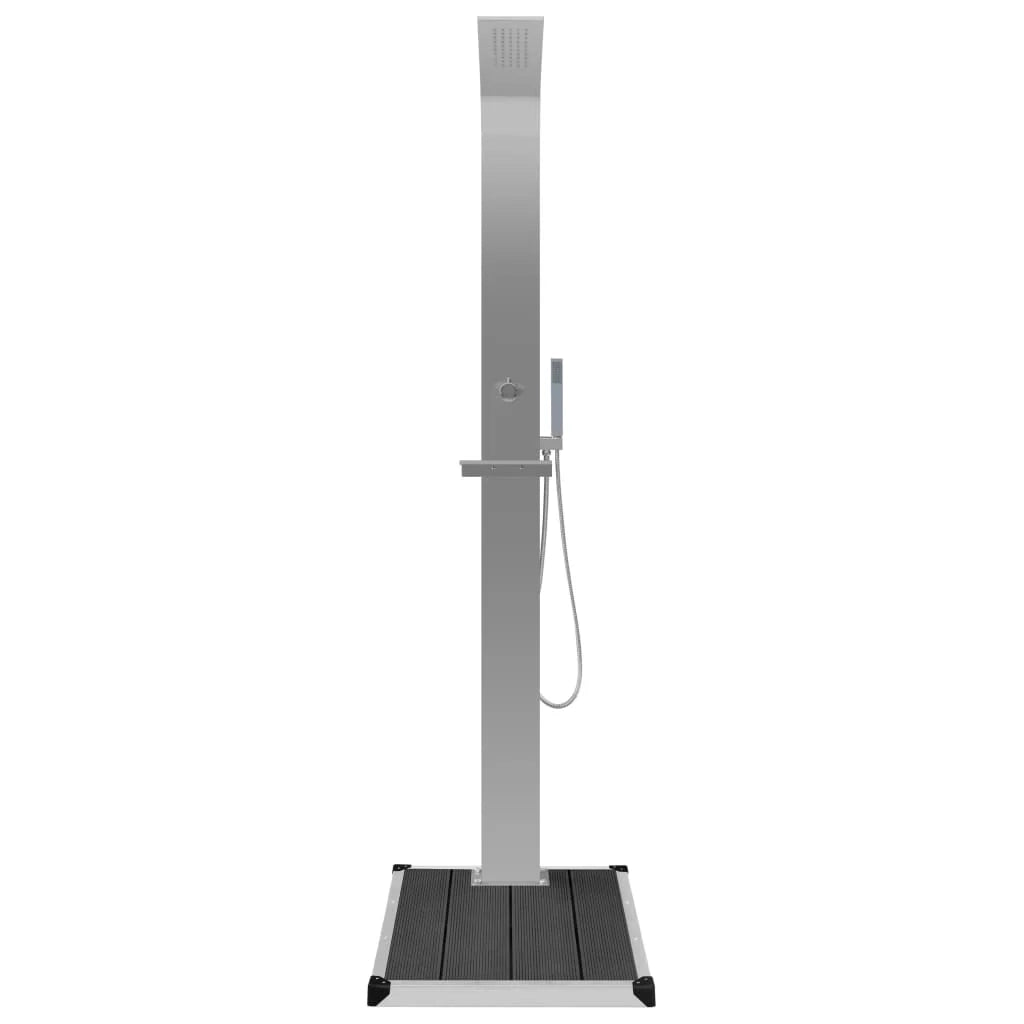 Doccia esterna con piatto doccia in WPC acciaio inox grigio 02_0042024