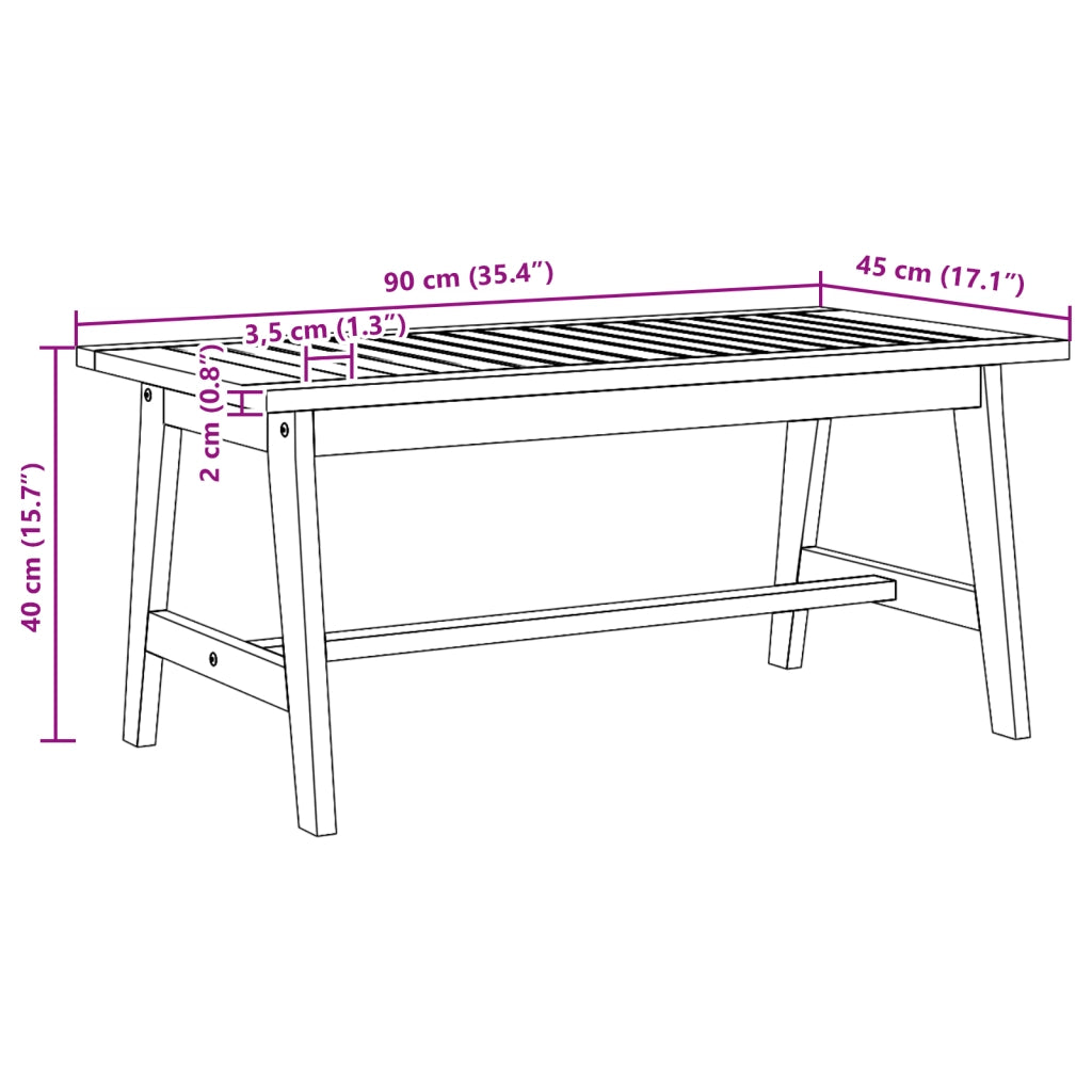 Tavolino da caffÃ¨  90x45x40 cm in legno massello di acacia