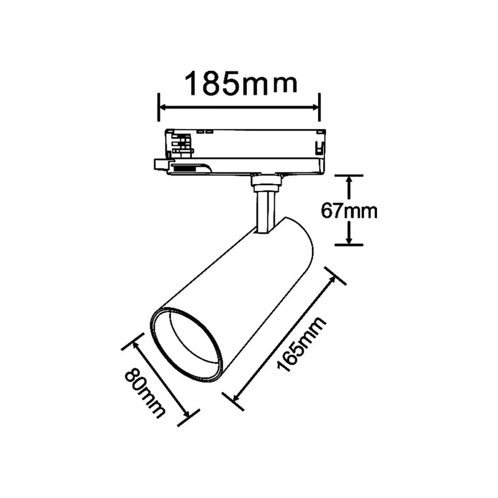 Faretto LED per Binario Trifase 30W Osram 2700 Lumen Fascio 30° IP20 Alluminio Bianco Luce Naturale 4000K Non Dimmerabile