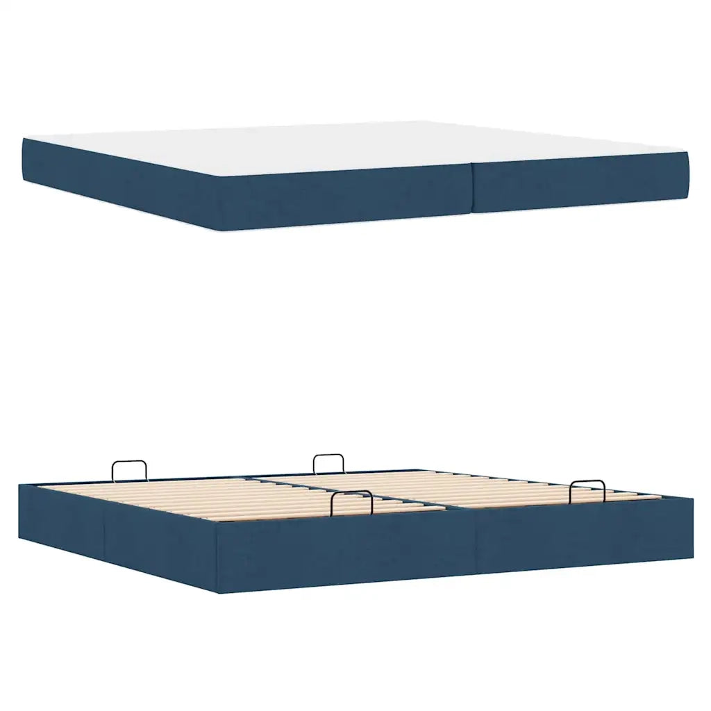 vidaXL Struttura del letto con archiviazione Blu 200 x 200 cm Tessuto
