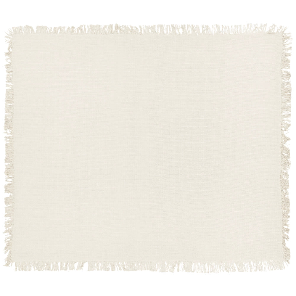 Copriletto bianco sporco in tessuto di cotone 220 x 240 cm con frange Coperta decorativa Biancheria da letto design classico Camera da letto