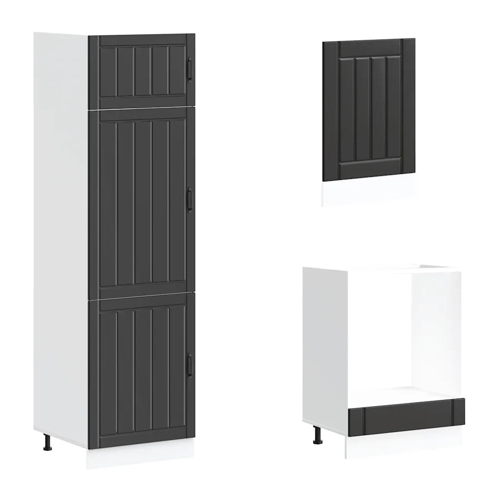vidaXL Set Mobili da Cucina 7 pz Lucca Neri Legno Multistrato