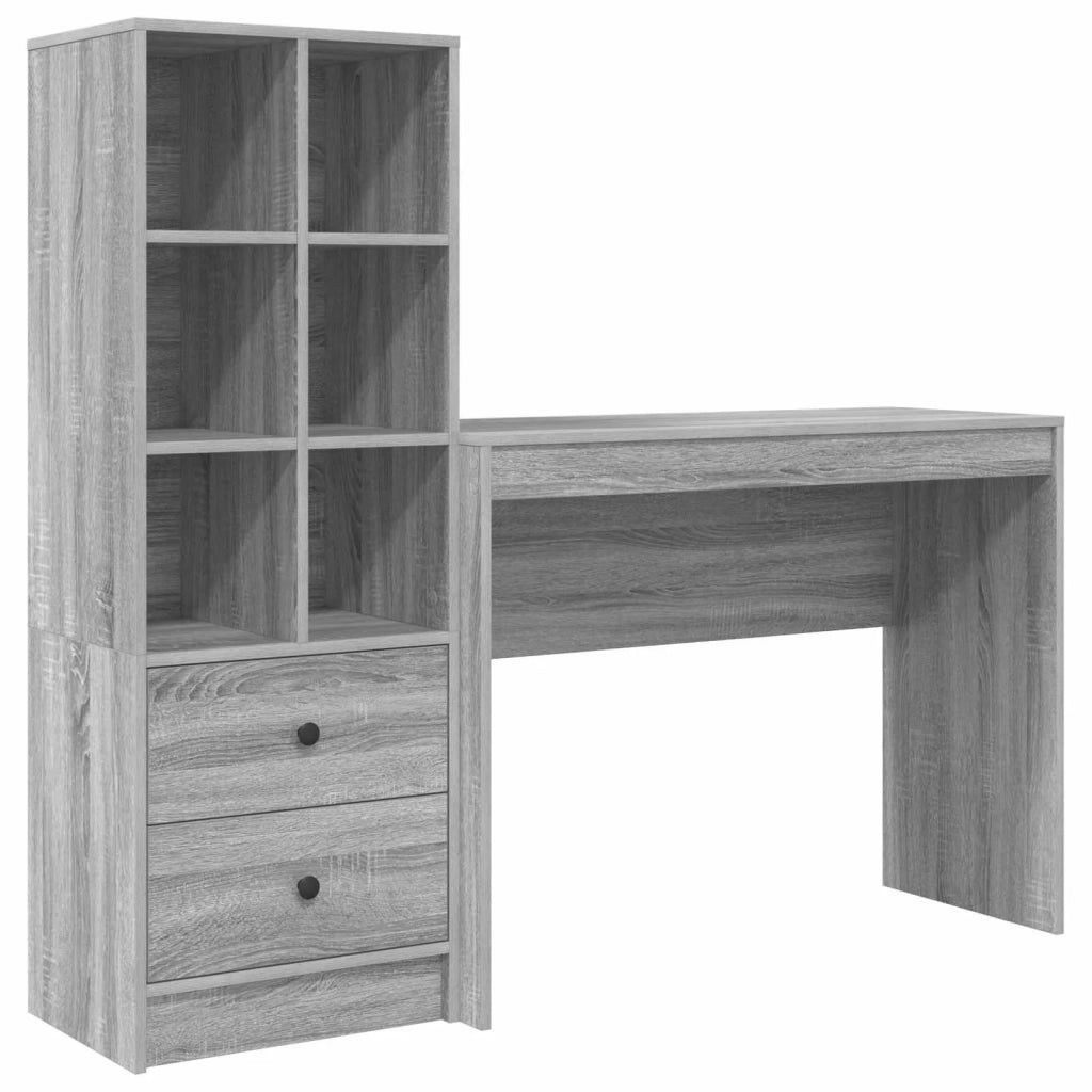 Scrivania con cassetto con lo scaffale 2 pcs Grigio Sonoma 3337334
