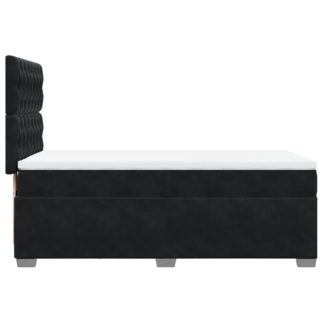 Giroletto a Molle con Materasso Nero 80x200 cm in Velluto
