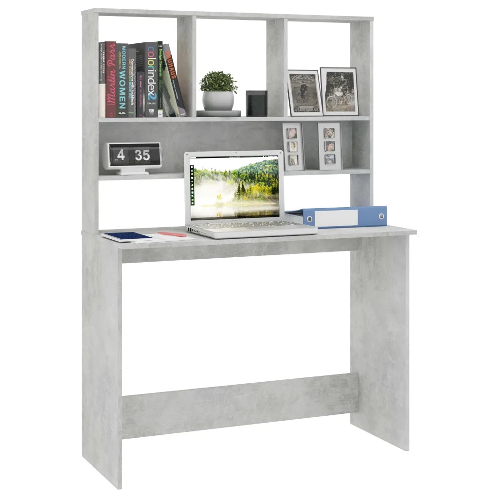 Scrivania Mensole Grigio Cemento 110x45x157cm Legno Multistrato 800391