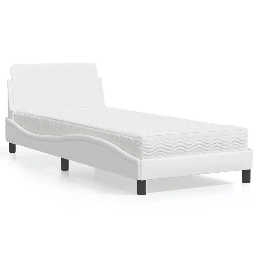 Letto con Materasso Dover Bianco 90x200 cm in Similpelle