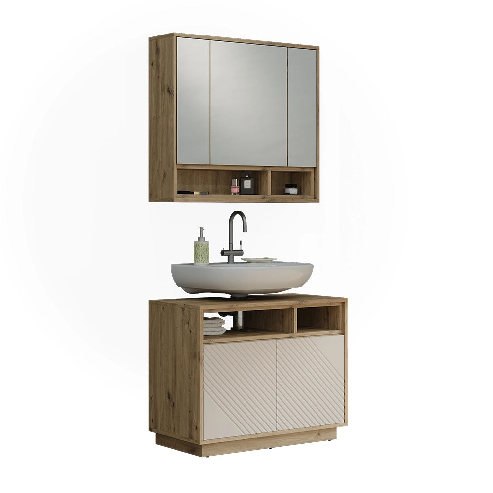 Set mobili bagno Beatrice Cachemire/Rovere artigianale Vicco