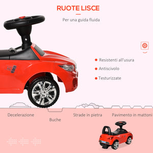 Auto Macchina Cavalcabile per Bambini Clacson e Musica Rossa