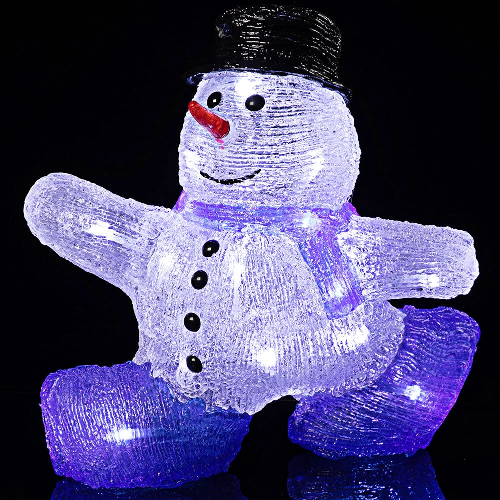Pupazzo di Neve Natalizio Acrilico 24 Led Bianco Decorazione Luminosa Interno Esterno