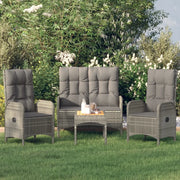 Set da Pranzo da Giardino 4 pz con Cuscini in Polyrattan Grigiocod mxl 76462