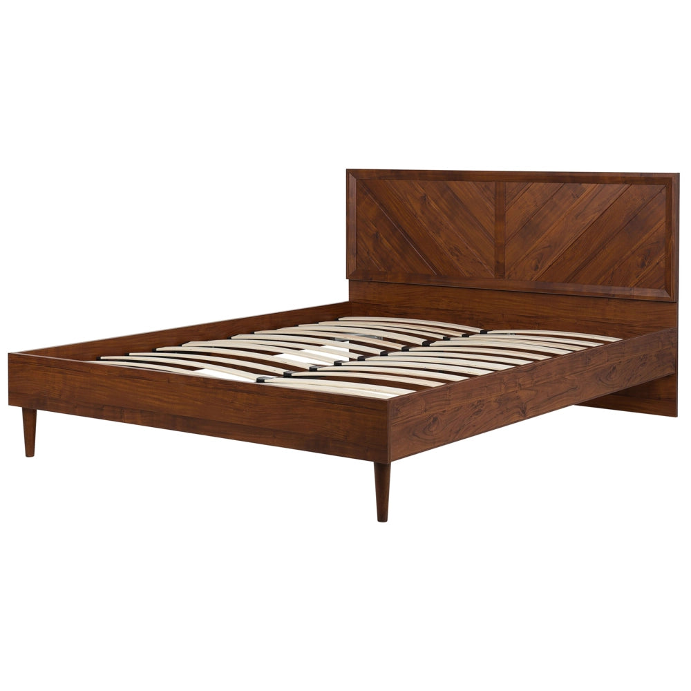 Letto 180 x 200 cm in legno scuro con rete a doghe LED vintage