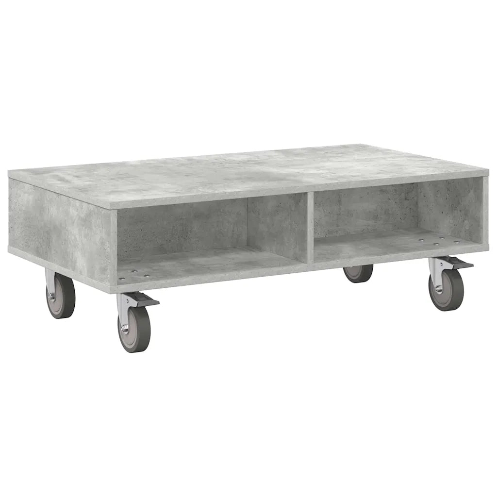 Tavolino con Ruote Grigio cemento 90 x 50 x 30 cm 891019