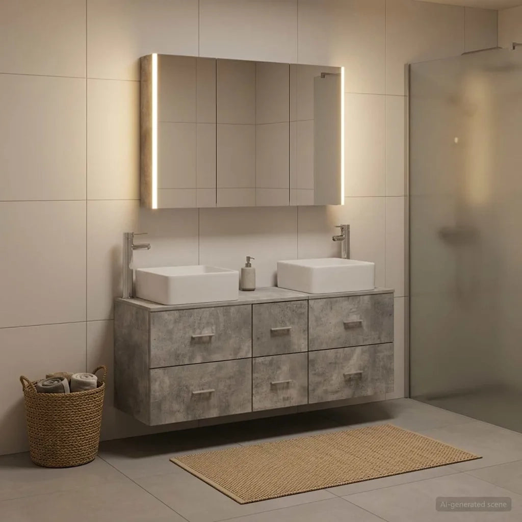 Set di mobili per il bagno 4 pcs Grigio Cemento 3406786