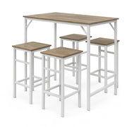 Sabi - Tavolo bar con 4 sgabelli quadrati in stile industrial oak, set angolo breakfast