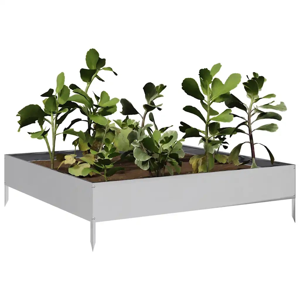 Fioriera Rialzata da Giardino-Vaso da Esterno-Fioriera Elevata 100x100x26 cm in Acciaio Zincato