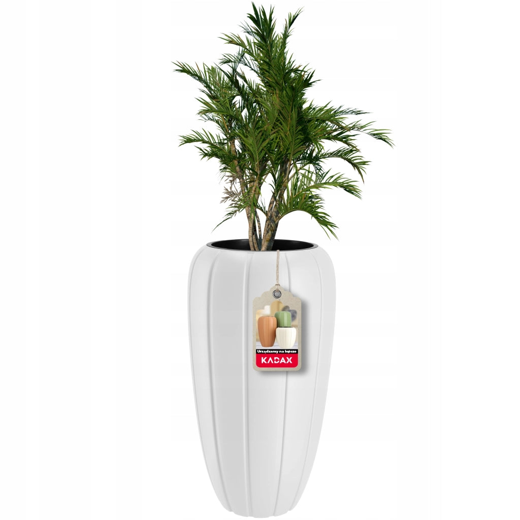 Vaso da giardino alto KADAX con inserto, bianco, 75 cm, in plastica 3D
