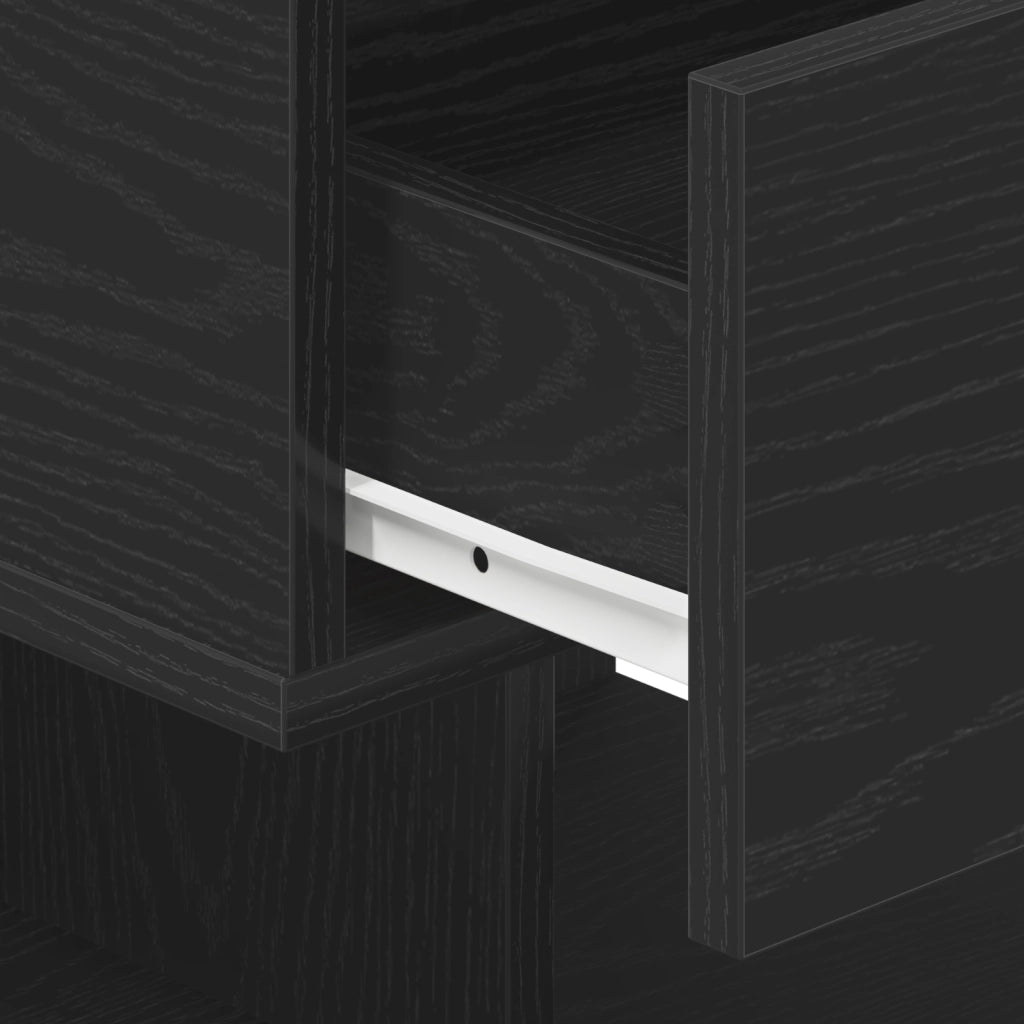 Comodino  Nero Rovere 40x35x65 cm Legno ingegnerizzato
