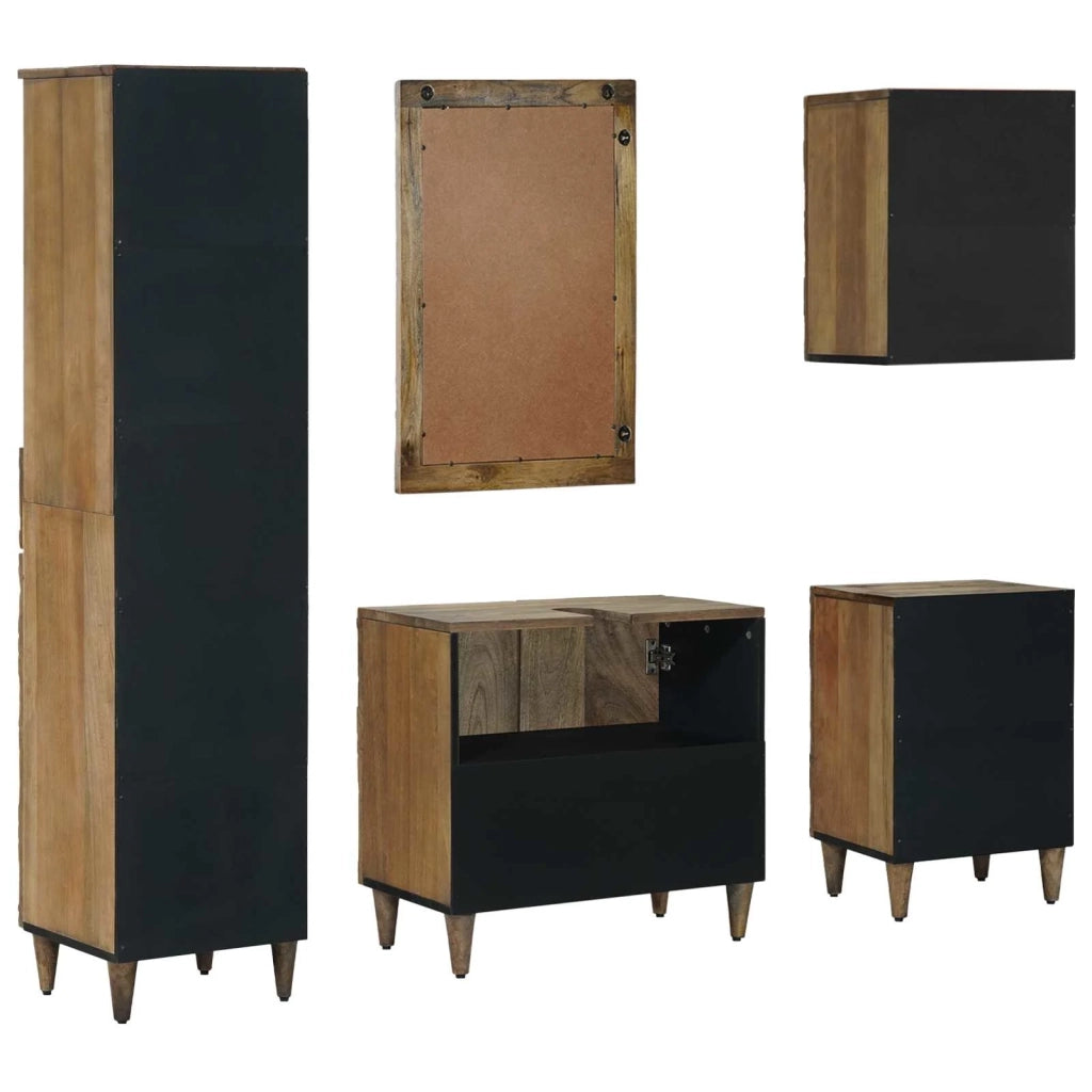 Set di mobili per il bagno con cassetto con porta 5 pcs Marrone 3310111