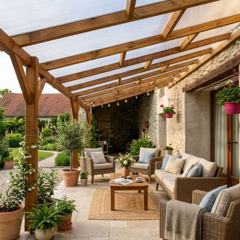 Tetto Couv'Terrasse in legno 3x8,6 m - con tetto