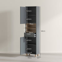 Mobile a Colonna da Bagno con Cassetto e Armadietti 40x24x160 cm in Legno Grigio