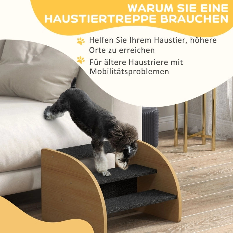 SCALA PER ANIMALI 3 gradini 38,5x38,5x30 cm Poliestere Rovere