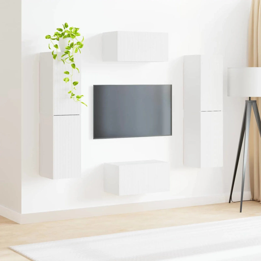 Set mobile TV 6 pcs Bianco Legno multistrato