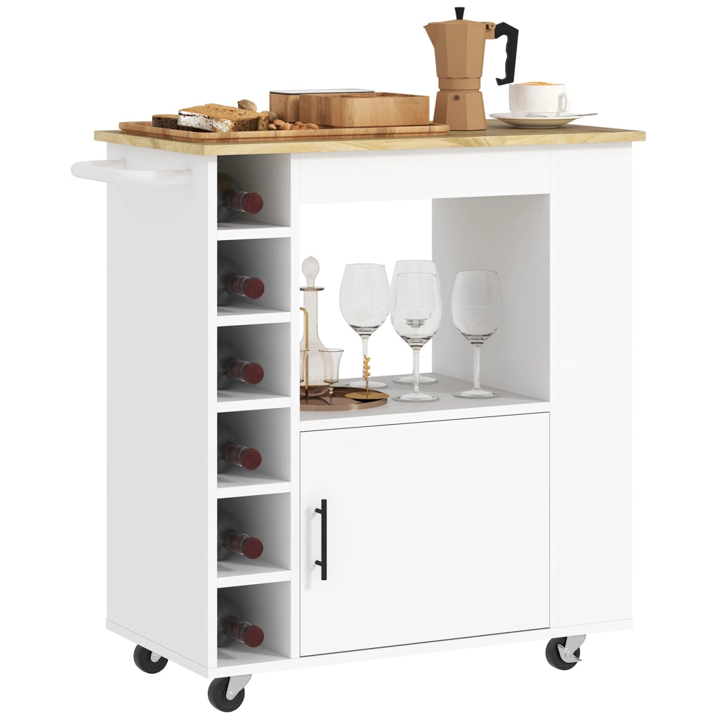Carrello da cucina con tavolo, ripiani e scaffali ¨C zephmum ¨C bianco