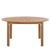 Tavolo da pranzo da giardino in legno chiaro di acacia piano rotondo 150 cm a doghe di design per interni ed esterni