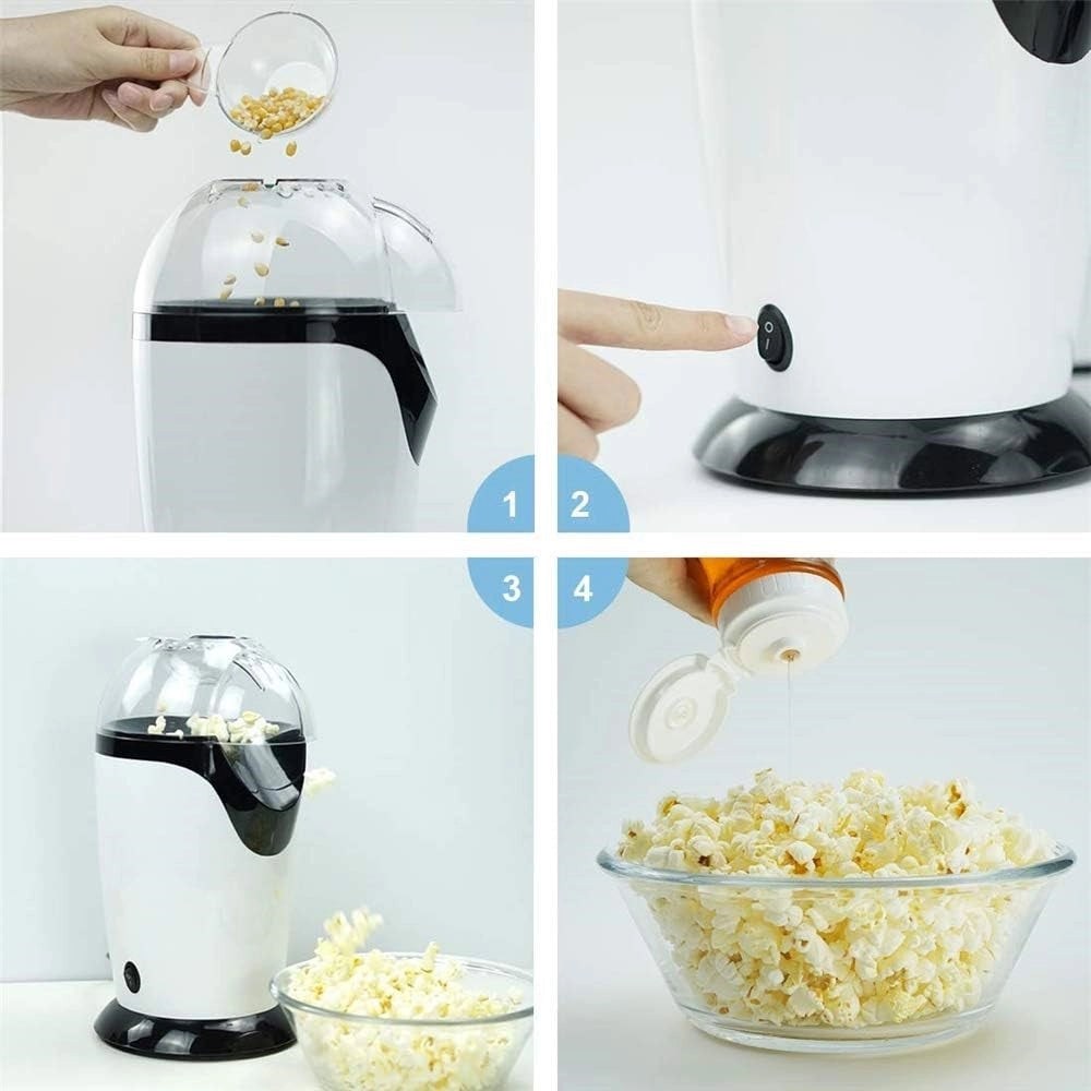 Trade Shop - Macchina Per Popcorn Elettrica Ad Aria Calda Con Coperchio Rimovibile Cucina Senza Olio -