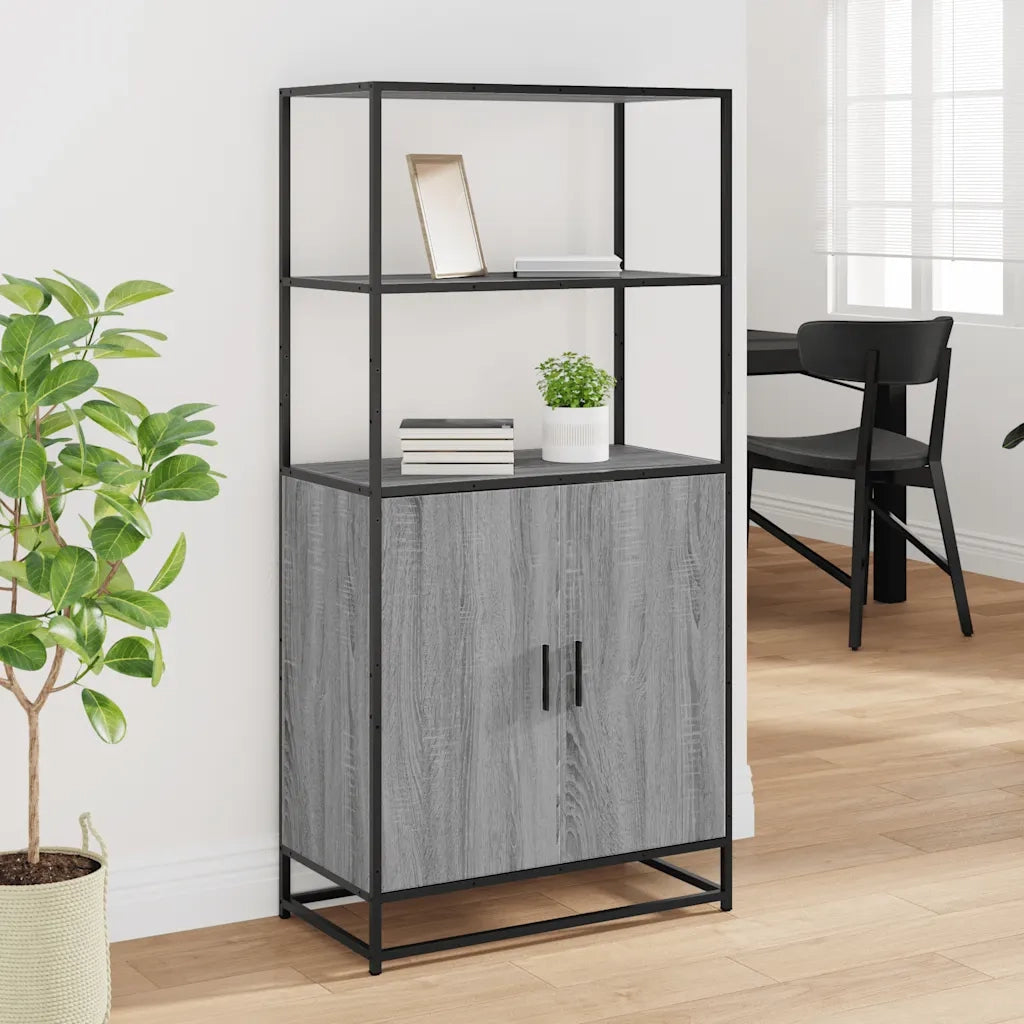 Credenza-Buffet-Armadio da cucina Grigio Sonoma 68x35x139 cm Legno Multistrato Metallo 712395