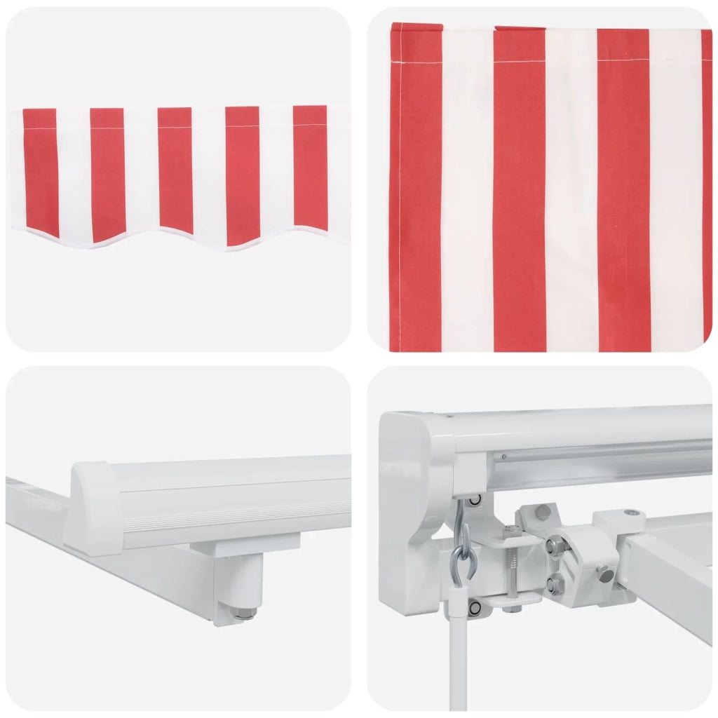 Cornice per Tenda Manuale con LED Rosso e Bianco 4,5 × 3 m