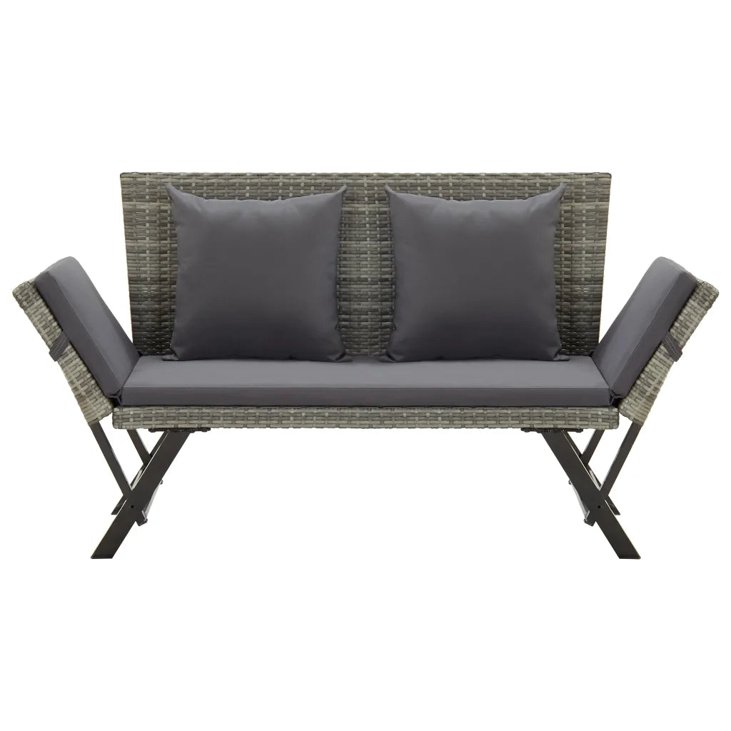 Panchina da Giardino | Panca da Giardino con Cuscini 176 cm in Polyrattan Grigio