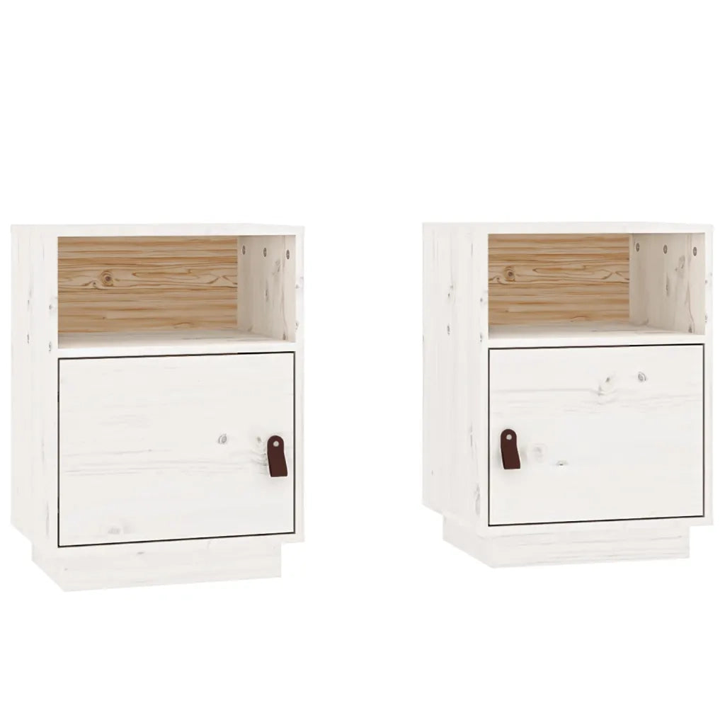Comodini Bianchi 2 pz 40x34x55 cm in Legno Massello di Pino cod mxl 29925