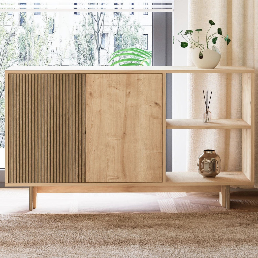 Credenza in legno "Ravello" - 140 x 35 x 80 cm - Beige
