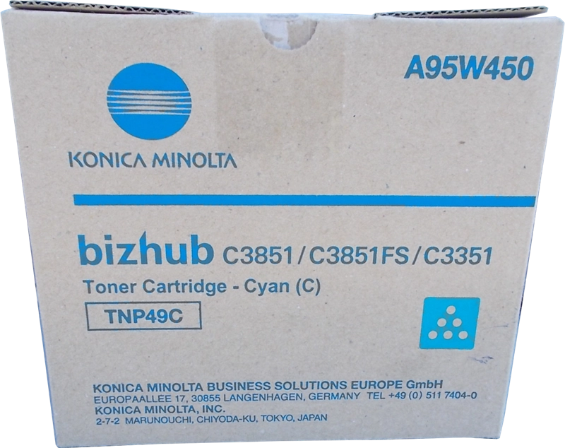 ORIGINAL Konica Minolta toner ciano A95W450 TNP49C ~12000 Seiten