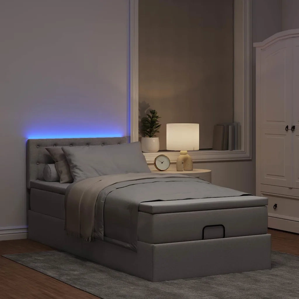 vidaXL Struttura Letto Pouf con Materasso Tortora 90x190 cm in Tessuto