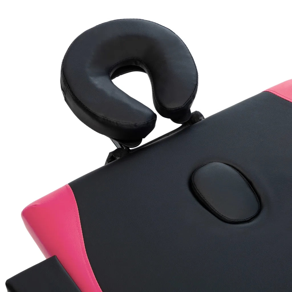 Lettino Massaggio Pieghevole a 4 Sezioni Legno Nero e Rosa CFW8739365