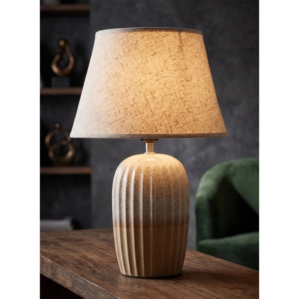 Lampada da tavolo Japandi in ceramica sabbia e pesca