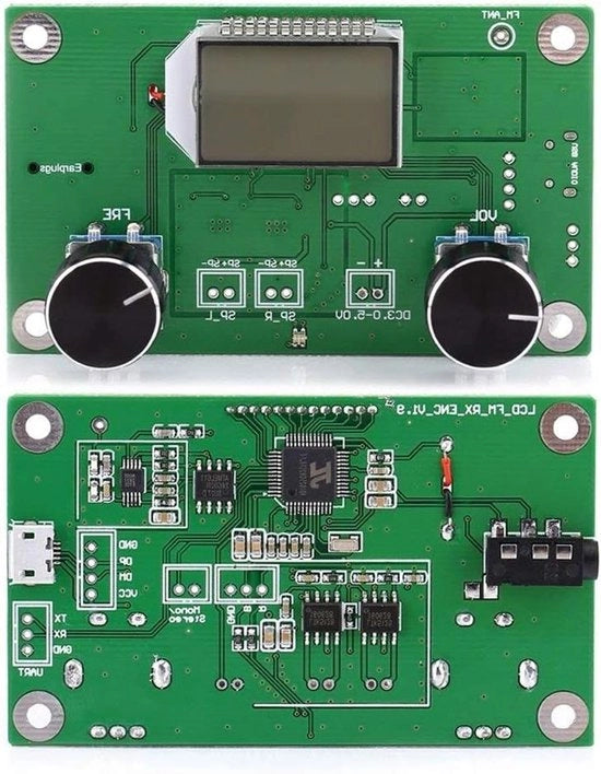 Ricevitore FM digitale stereo con display LCD, 87-108 MHz, interfaccia di serie.