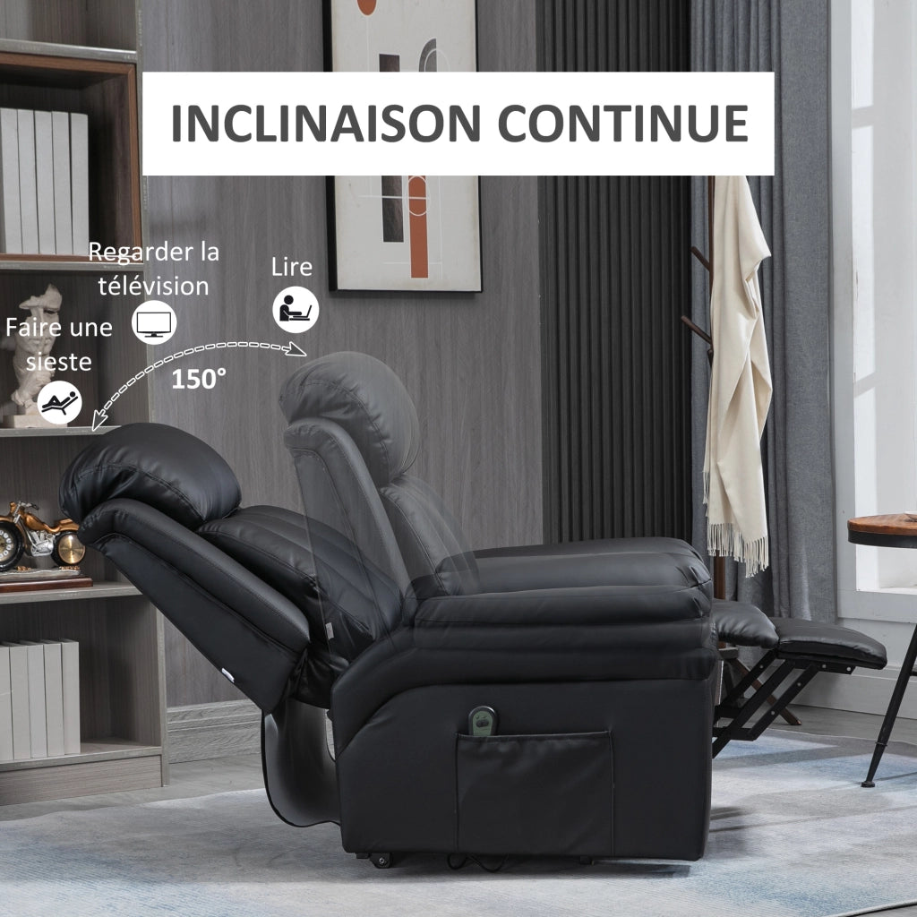 Poltrona Elettrica Reclinabile ¨C Zephmum ¨C Tessuto Sintetico Nero