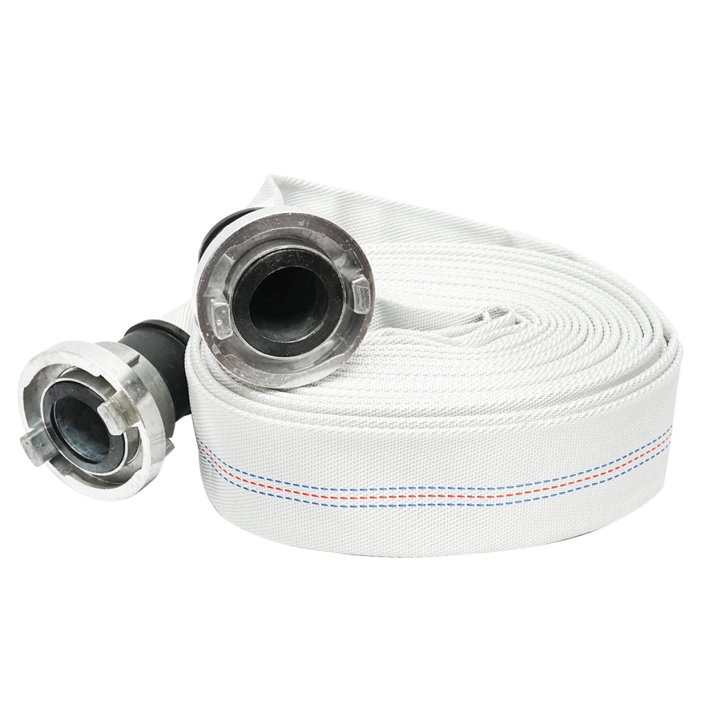 Tubo per irrigazione/pompaggio in PVC 2 toll, lunghezza 20 m con raccordi in alluminio, max 10 bar, tela Breckner Germany