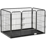 Box per Cani in Metallo con Porta e Vassoio sul Fondo, 109x74x71cm, Grigio