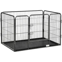 Box per Cani in Metallo con Porta e Vassoio sul Fondo, 109x74x71cm, Grigio