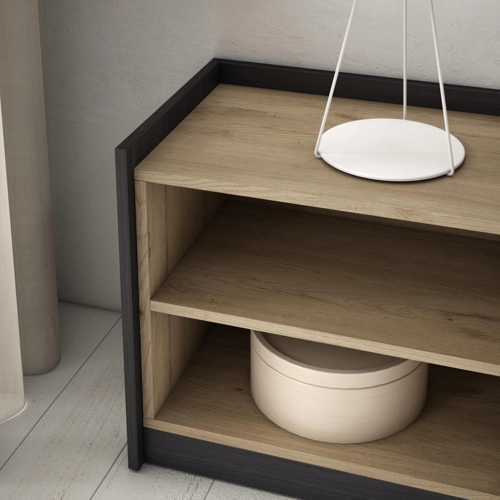Mobile TV Soggiorno, 310x50x37 cm, Per TV fino a 80", Mobile Soggiorno, Rovere e nero