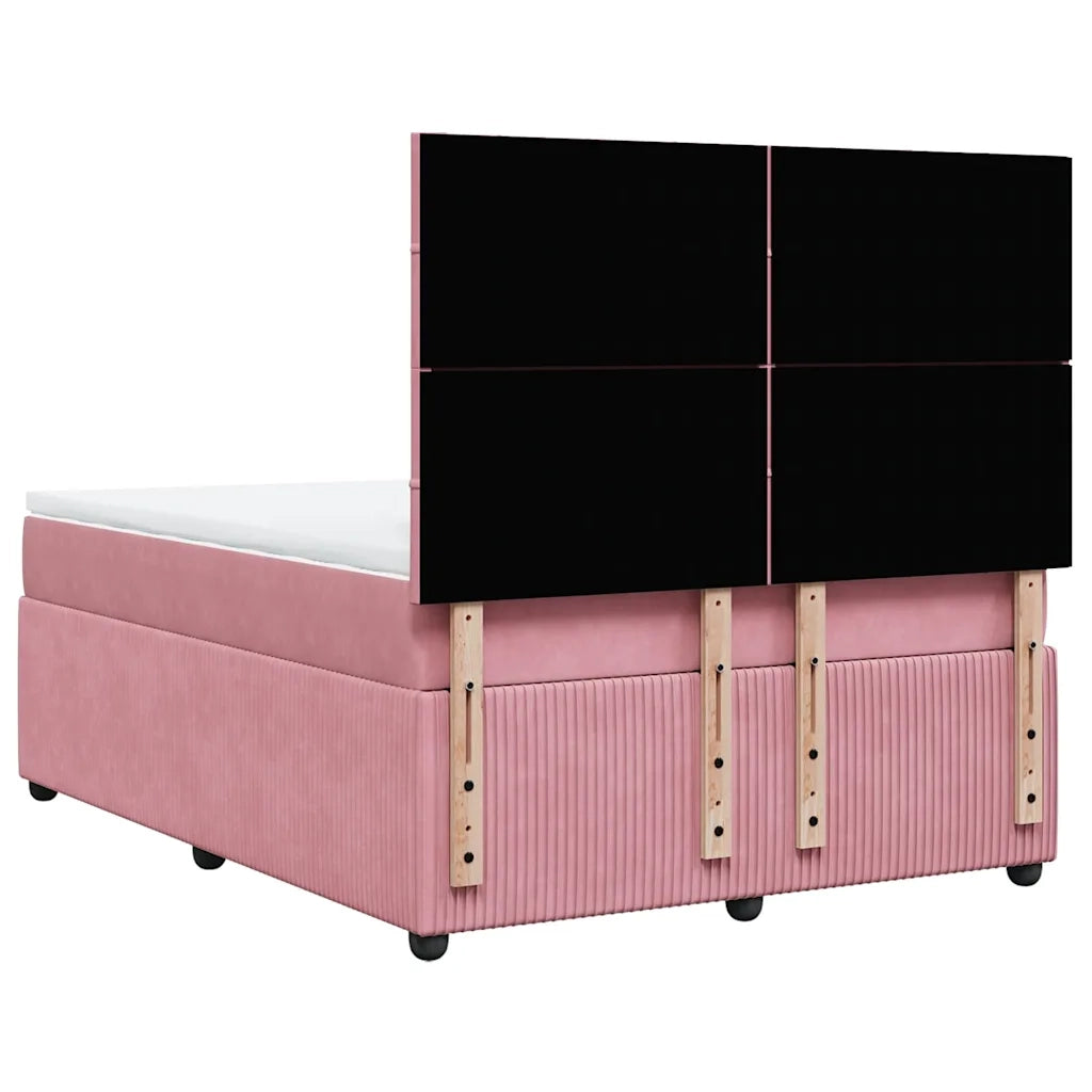 Giroletto a Molle con Materasso Rosa 160x200 cm in Velluto 3292387
