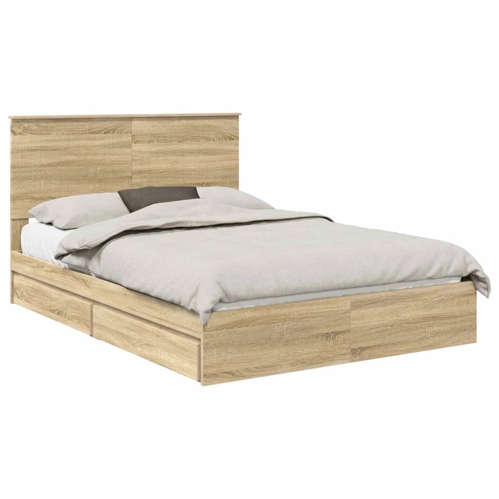 Letto con Contenitore con testiera Rovere Sonoma 140 x 200 cm 3411203