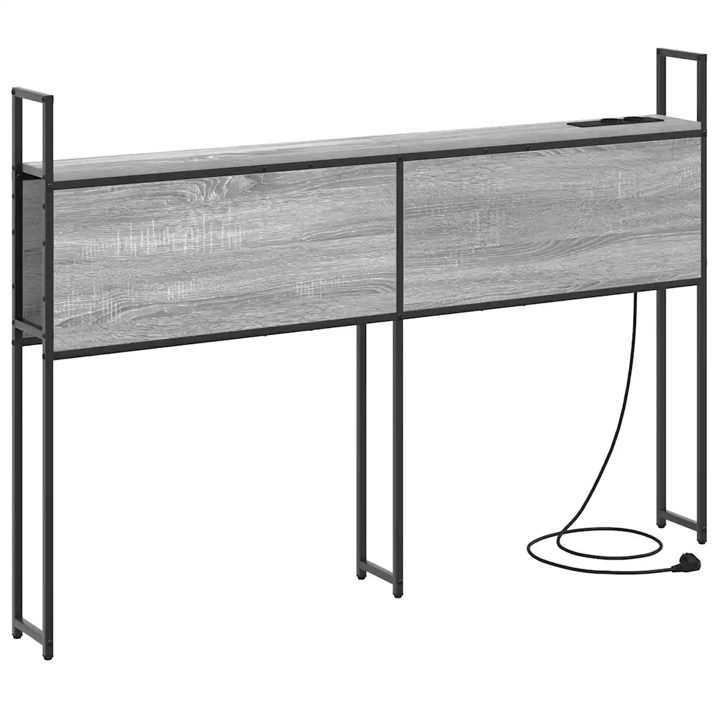 Testiera con Stazione di Carica e Storage-Testiera Multifunzionale-Testata Grigio sonoma 135 cm