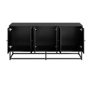 Credenza e Madia con 6 Ante; Interno Aperto Senza Ripiani; Finitura Opaca con Rilievo; in Pannello Truciolare; 160??38??75;5 cm; Nero