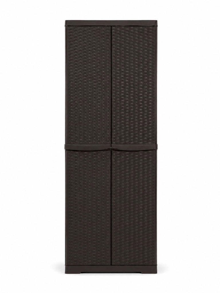 MOBILETTO IN POLIPROPILENE 4 RIPIANI IN RATTAN H.178- L cm. 65 x P cm. 45 Wengè- TRIOP- pezzi 1