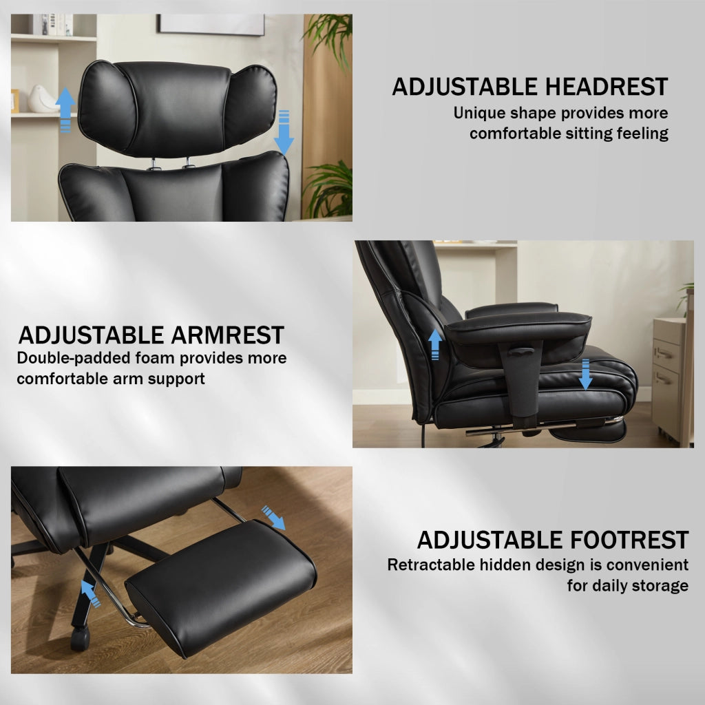 SEDIA Ergonomica con supporto lombare gonfiabile e poggiatesta regolabile, Nero